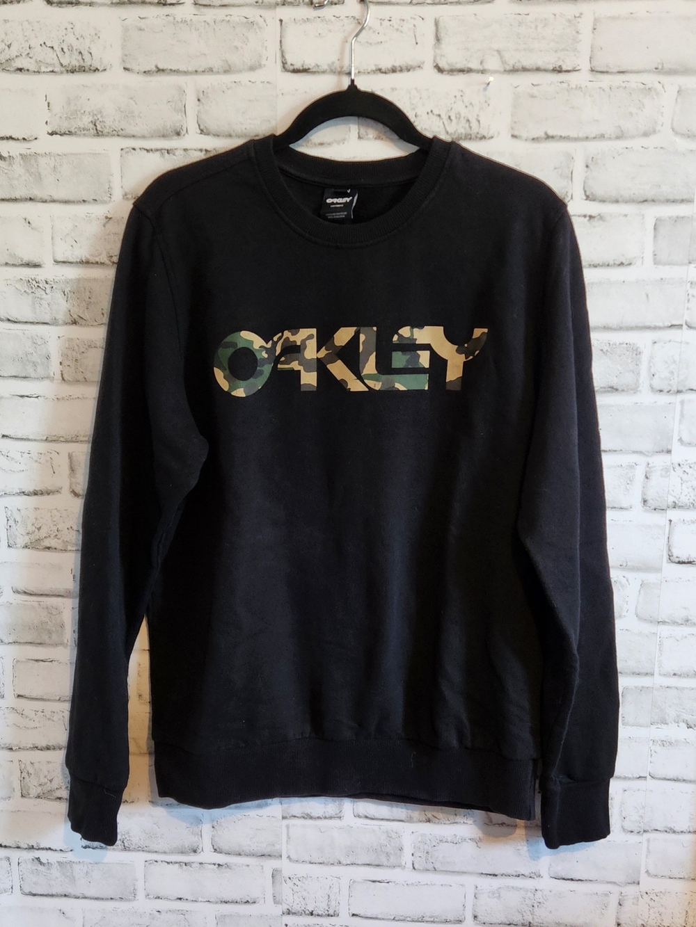 Oakley Mens XL Sweatshirt Camo Logo Black Long Sleeve
